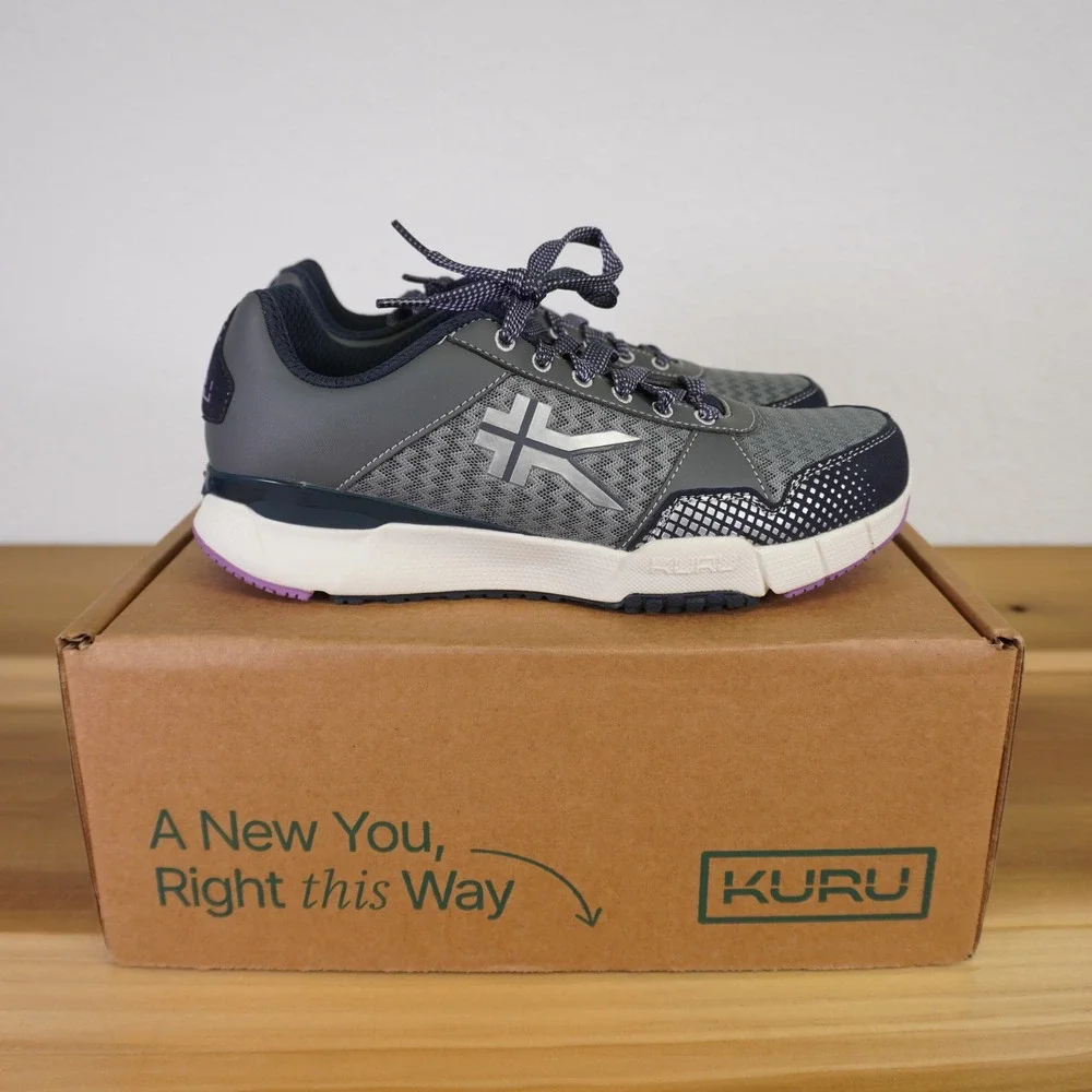 Kuru Quantum Sneakers Womens 8 Wide Gray Lavender Athletic Orthopedic Shoes